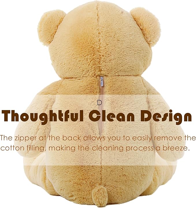 Tezituor 52in Giant Teddy Bear Stuffed Animal, Light Brown Big Teddy Bears Plush Gifts for Girlfriend, Kids, Life Size Large Cute Soft Bear Plush Toys Gift for Valentine’s Day, Christmas, Birthday