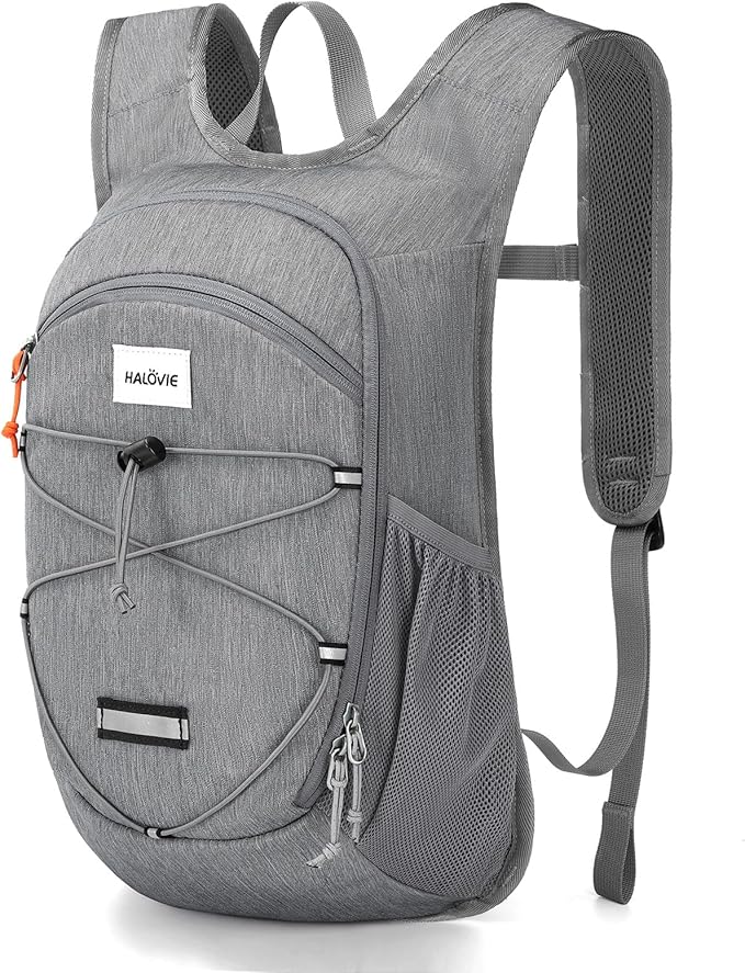 HALOVIE 15L Foldable Hiking Backpack Phone Pocket Lightweight Travel Daypack Shoulder with Chest Strap Small Packable Pack for Walking Women Men (Lightgray)
