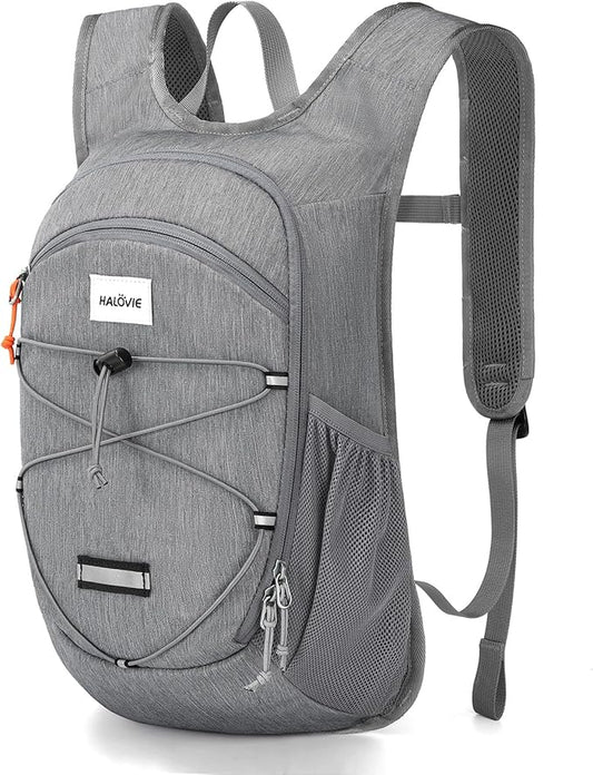 HALOVIE 15L Foldable Hiking Backpack Phone Pocket Lightweight Travel Daypack Shoulder with Chest Strap Small Packable Pack for Walking Women Men (Lightgray)