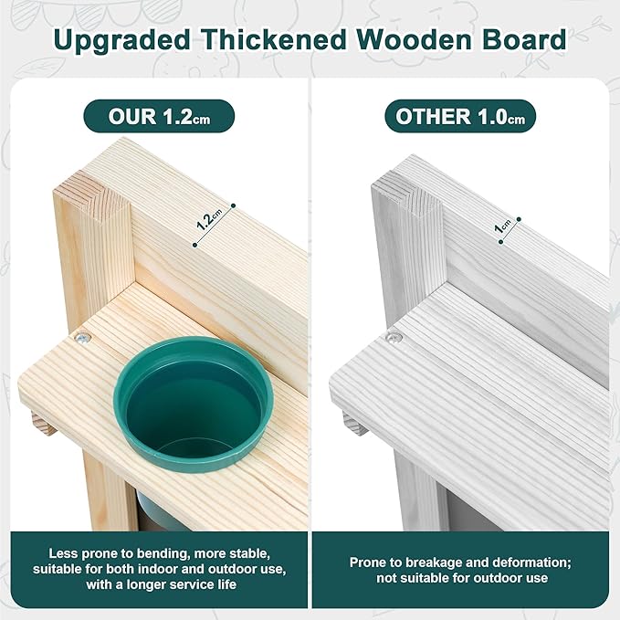 Kids Mud Kitchen Toy, Cedar Wood Outdoor Kitchen with Removable Sink, Planting Area, Simulated Stove, Double-Sided Chalkboard, and Storage Space | Backyard Role-Play Toy | Ages 3+