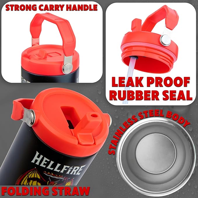 Get Trend Stranger Things Tumbler Stainless Steel with Straw 30oz Kids Teens Insulated Cup with Lid Travel Mug Cups for School Sports Gifts for Kids (Black/Red Stranger Things)