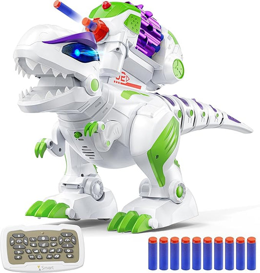 Ruko 8809 Dinosaur Toys for Kids, Large Rechargeable Remote Control T-Rex Toys, with Programmable, Walking, Roaring, LED Eyes and Shooting, Interactive Gifts for Boys & Girls Age 3 4 5 6 7 8, Green