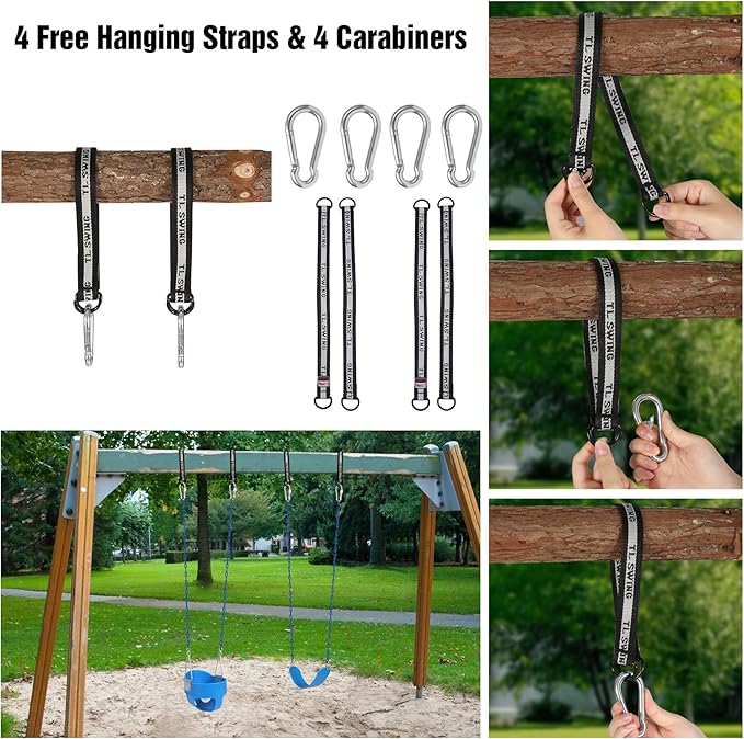 RedSwing High Back Full Bucket Swing with Heavy Duty Swing Seat Combo Pack (Triangle and Chain Dip), Tree Straps Included,Blue