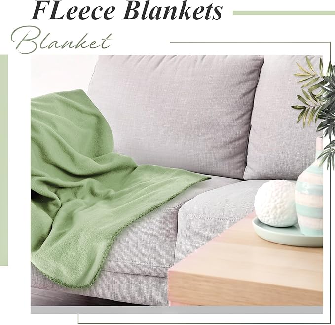 Newwiee 48 Pcs Fleece Throw Blankets Bulk Outdoor Wedding Guest Gifts Soft Lightweight Sleepover Lap Blankets Pet Home Sofa Couch Office Donation Homeless, 50 x 60 Inch (Sage Green)