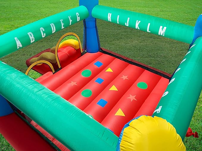 Funormous Educational Inflatable Bouncy House for Kids Outdoor Jump 'n Slide Bounce House with Blower Included for Kids Ages 3-8