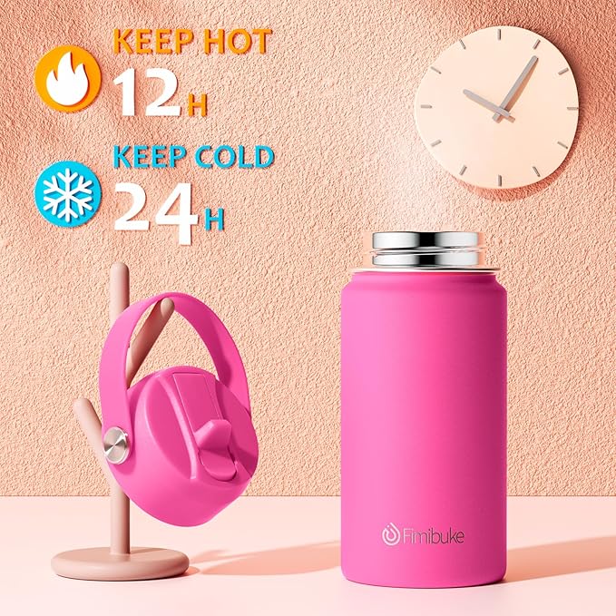 Fimibuke Kids Insulated Water Bottle, 14oz BPA FREE Double Wall Vacuum Travel Tumbler 18/8 Stainless Steel Leak Proof Kids Cups with Straw Metal Water Bottle for School Boy Girl (2 Pack, Hawaii)