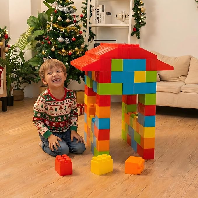 PLATPORTS 86-Piece Jumbo Big Blocks Set – Giant XL Large Building Blocks for Kids Ages 2–8, Durable Plastic Construction Set for Indoor & Outdoor Play