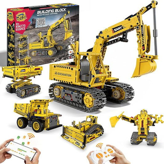 5-in-1 STEM Robotics Kits, 550 PCS Science Kits Building Blocks RC Robot Sets, App & Remote Control, Educational Toys for Kids Age 6 7 9 10 11 13 14+, DIY Gift for Boys & Girls