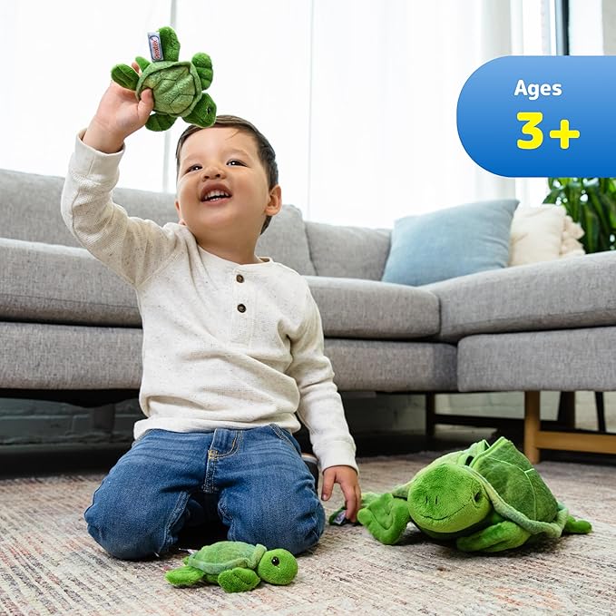PREXTEX Plush Toys Turtle Stuffed Animal w/ 3 Baby Stuffed Turtle - Big Turtle with Zipper - 3 Little Baby Turtle Plush - Turtle Toys for Kids 3-5 - Turtle Toy - Thoughtful Gift for Turtle Lovers