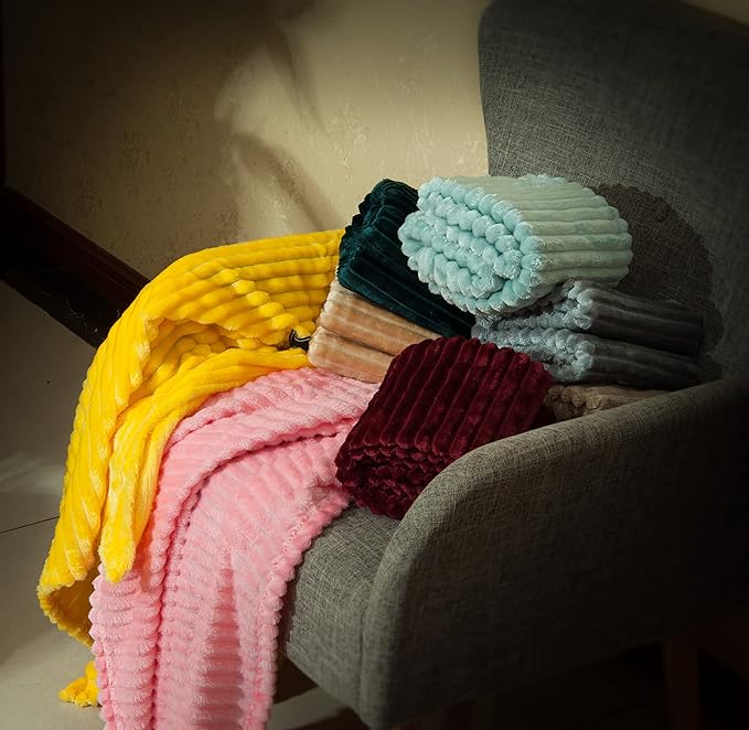 NTBAY Flannel Fuzzy Toddler Blanket, Fluffy Warm and Lightweight Reversible Stripes Design Baby Plush Blanket, 30x40 Inches, Mint