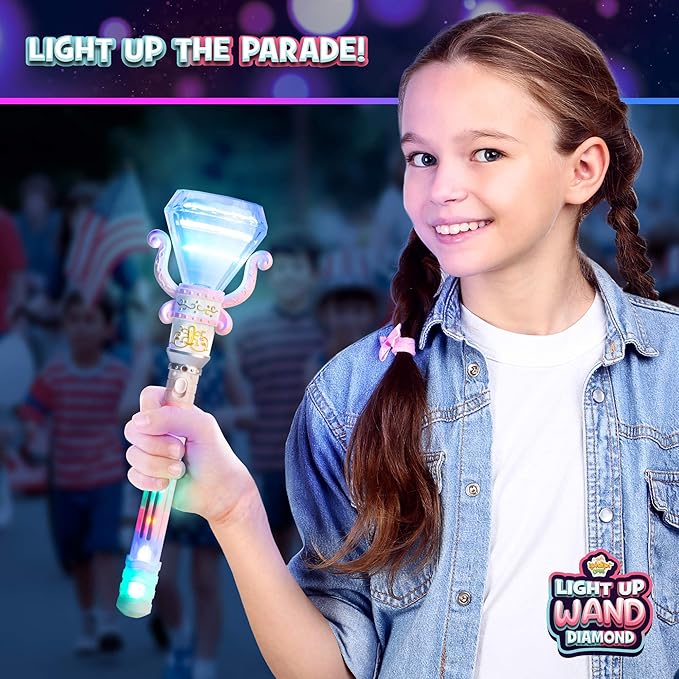 IPIDIPI TOYS Spinning Light Up Magic Wands for Kids - Pack of 2 - Pretend Play Fairy Magic Wand - Christmas Stocking Stuffers Light Up Toys, Party Favors, Goodie Bag for Girls