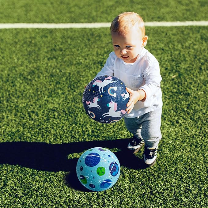 ZOOJOY Pack of 4 Playground Balls, 6" Rubber Bouncy Kickball Set for Toddlers Ages 1-6, Indoor & Outdoor Dodgeball Balls for Kids with 2 Hand Pumps & Gift Boxes – Fun School & Party Toys