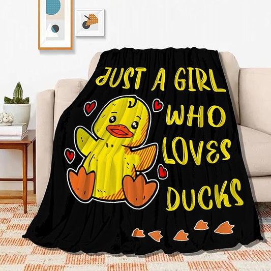 Just Girl Loves Ducks Blanket Soft Blankets and Throws Flannel Cozy Lightweight Quilt Gift Perfect for Bed Sofa Couch-120 x90 Extra Large for Family