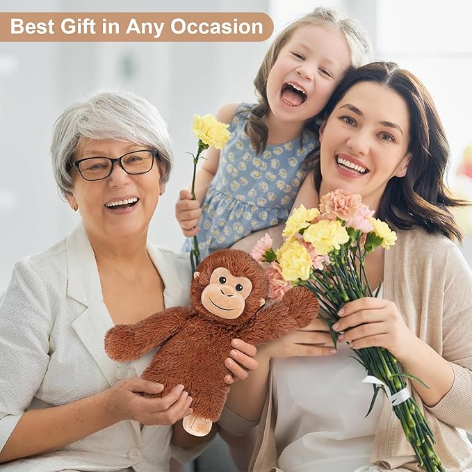 Heatable & Coolable Monkey Stuffed Animal, Microwavable Heating Pad Plushies for Soothing & Relaxation, Lavender Scented Stuffed Plush Toys, Monkey Gifts Boys Girls