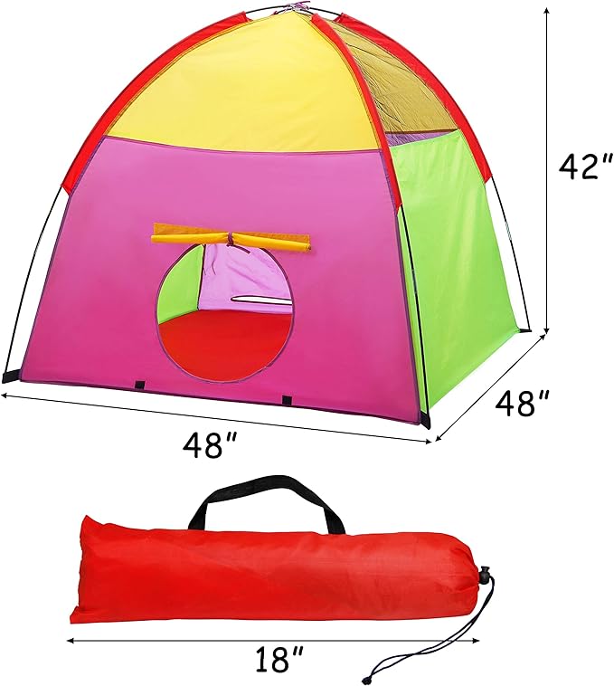 ATDAWN Kids Play Tent, Kids Pop Up Tent, Camping Playground, Indoor/Outdoor Children Playhouse for Boys and Girls, Rainbow Color