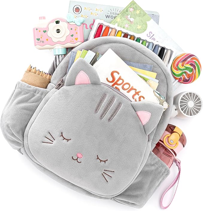 Lazada Toddler Backpack Plush Backpack Toddler Girls Backpack Cat Animal Kids Backpacks for Girls Pink Kitty Plush Bag Age 3+