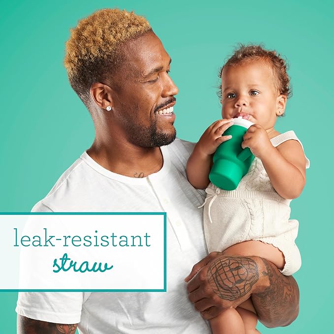 Infantino My 1st Tumbler, Silicone Sippy Cup with Straw & Handle, Spill-Resistant Baby Cup for On-the-Go, BPA-Free Transition Bottle