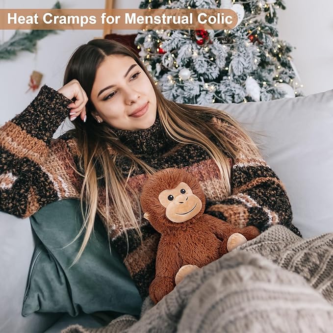 Heatable & Coolable Monkey Stuffed Animal, Microwavable Heating Pad Plushies for Soothing & Relaxation, Lavender Scented Stuffed Plush Toys, Monkey Gifts Boys Girls