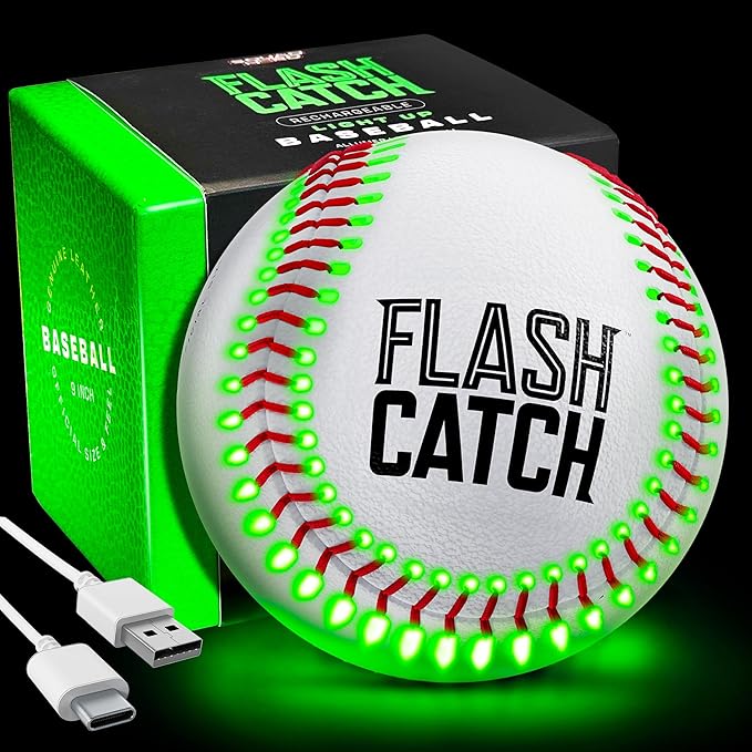 Rechargeable Light Up Baseball - Sports Gifts for Boys - Ball Accessories Gear Gift Ideas for Teenage Boy - Glow in Dark Balls - Cool Stuff for Teen Kids Age 8, 9, 10, 11, 12, 13, 14 Year