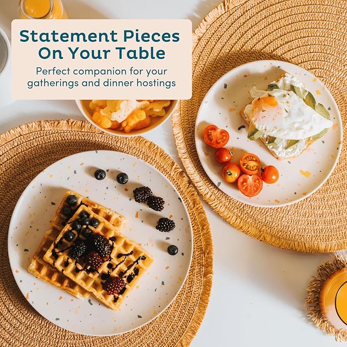 Nook Theory 4 Pack Reusable Bamboo Plates - Non-Toxic Toddler and Kids Plate, Dishwasher Safe, Not Microwavable Dinnerware (Fiesta 10")