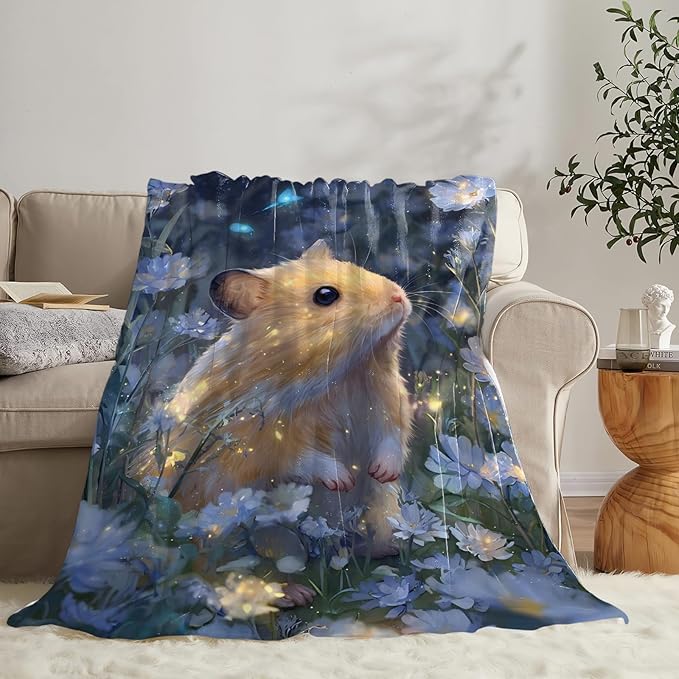 Hamster Blanket Gifts for Girls Boys Cute Animal Lover Throw Cozy Plush Fleece Flannel Lightweight Fuzzy Blankets for Women Men 80"X60"