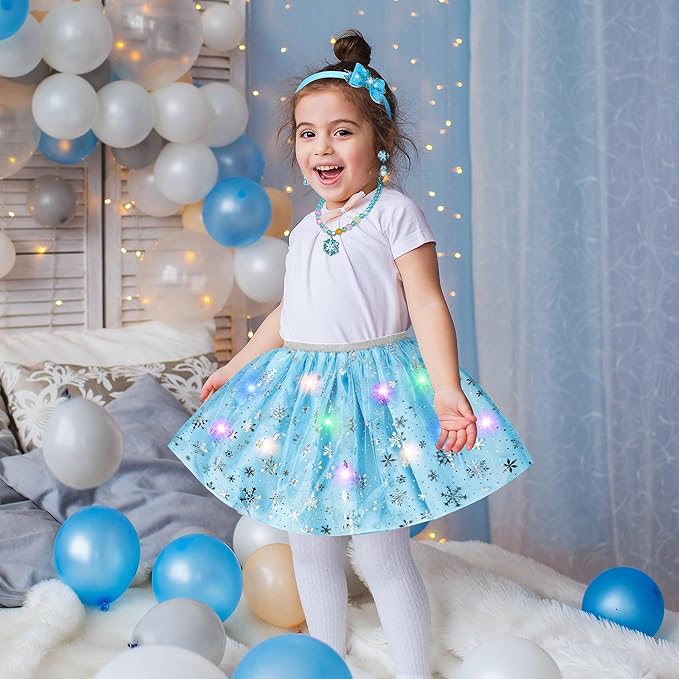 Princess Dress Up for Girls, Toddler Toys for Ages 3-8, 3 PCS Light Up Toddler Dress Up Clothes with Accessories, Kids Toys for 3 4 5 6 7 8 years Girl Christmas Halloween Birthday Gift