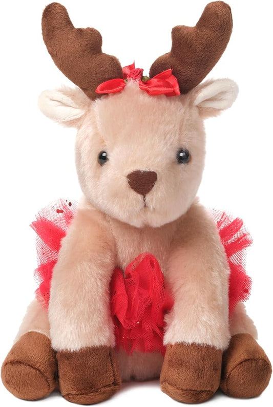 Bearington Darling Dancer Ballerina Reindeer Stuffed Animal, 7 Inch Stuffed Reindeer Christmas Doll, Ideal Christmas Plush Toy Gift for Toddlers, Kids & Teens, for Ages 3-14
