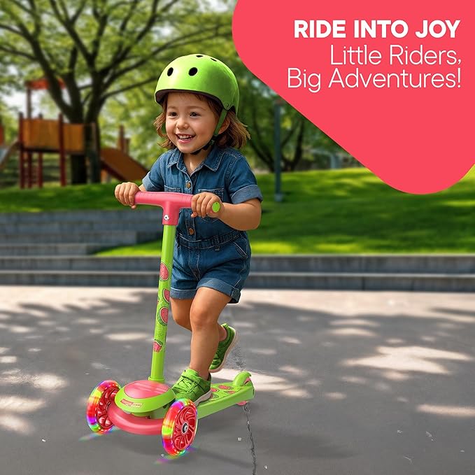 3 Wheel Scooter for Kids, Smooth Light Up LED Front Wheels, Wide Anti Slip Deck, Rear Foot Brake, Easy Lean to Steer Maneuvering, Indoor & Outdoor Ride On Toys for Ages 2 Up