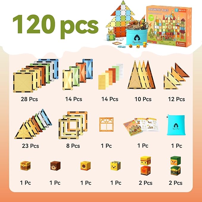 VigorFun Magnetic Tiles Building Toys Set for Kids Ages 3-5 4-8, STEM Construction Kit with 8 Magnetic Blocks, Educational Sensory Magnetic Toys Gifts for Toddler Boys Girls Learning Classroom