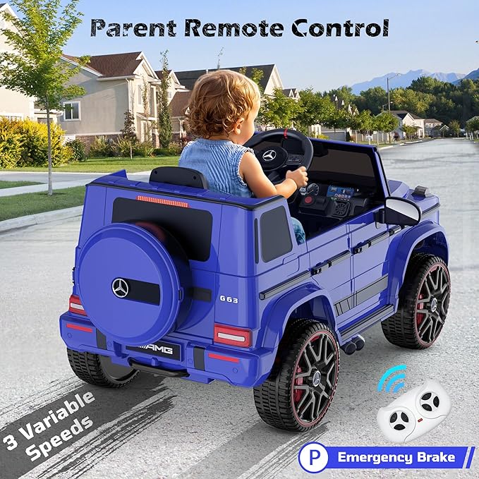 ANPABO 12V Ride on Car for Kids, Ride on Toys for Toddlers w/Parent Remote Control, LED Headlights, Music Player & Horn, Soft Start, Low Battery Prompt, Kids Electric Vehicle, Blue