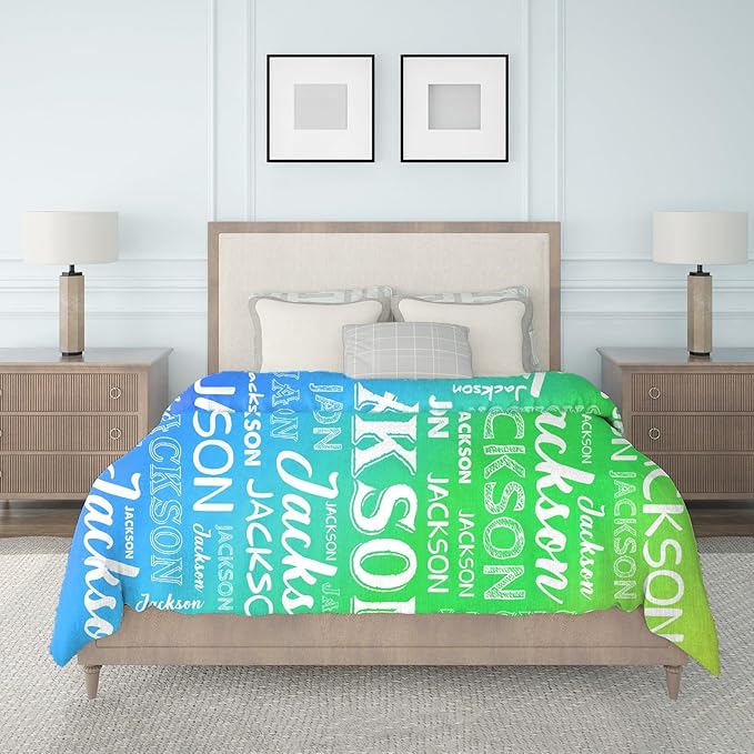 Ship Next Day, Personalized Baby Blanket with Name - Printed in USA, Custom Name Blanket for Boys Girls Kids, Customized Flannel Blankets Gifts for Teen Shower Toddlers Christmas Brithday
