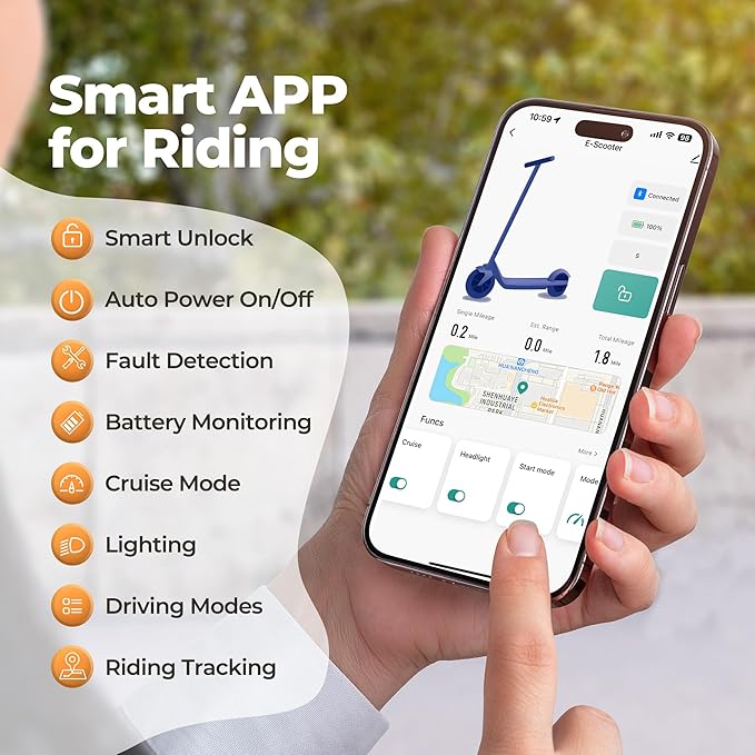 Electric Scooter, 8.5" /10" /14" Tire, 16/19/22 Mph Top Speed, 12/22/27/28/49 Miles Long Range, Folding Escooter for Adults and Teens with Dual Braking,Dual Suspension, App