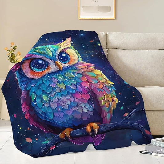 Owl Blanket Cute Owl Throw Blanket Gifts for Women Girls Men Boys Kids Adults Super Soft Cozy Plush Fluffy Fuzzy Fleece Blanket Decor 50''X60''