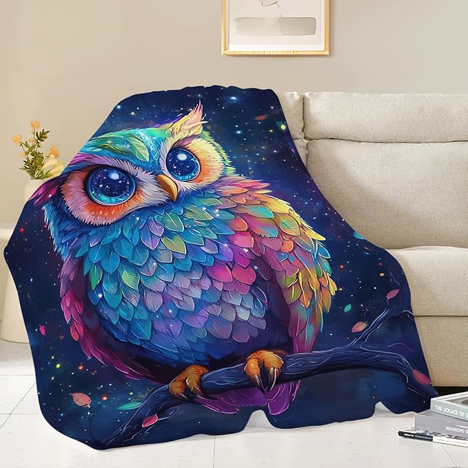 Owl Blanket Cute Owl Throw Blanket Gifts for Women Girls Men Boys Kids Adults Super Soft Cozy Plush Fluffy Fuzzy Fleece Blanket Decor 60''X80''
