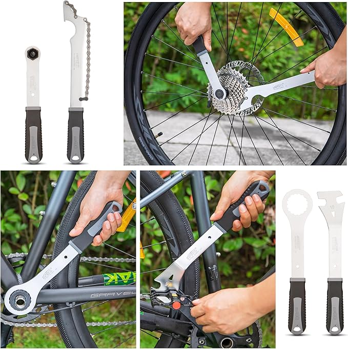 Bicycle Tool Set - Bike Repair Kit with Carry Case - Bike Maintenance Tools for Road Bikes and Mountain Bikes, Repairing Tyres, Brakes, Chains, Pedal, Crank Puller