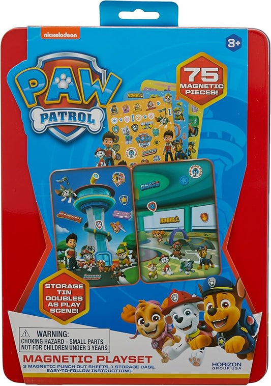 Paw Patrol Magnetic Playset, 75 Mix & Match Dress Up Magnets, 2-in-1 Storage Tin & Play Space, Fun Paw Patrol Toy for Kids 3 & Up, Great Travel Activity for Kids and Toddlers, Paw Patrol Activities