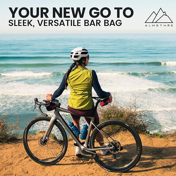 Compact Bar Bag – Rust Red | Hard-Shell Bike Handlebar Bag with Waterproof Zipper & Adjustable Straps | Lightweight Bicycle Handlebar Bag, Compatible with Road, Gravel & MTB Bikes