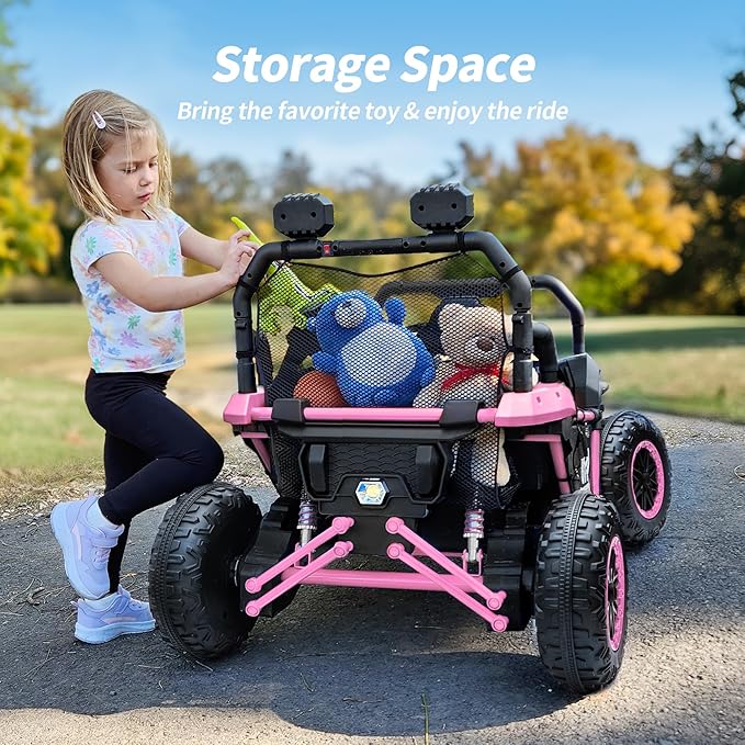 24V Kids UTV, 4WD 2 Seater Ride-on Toy Electric Car for Big Kids with Remote Control, 2WD/4WD Switchable, 4x200W Motor - Pink