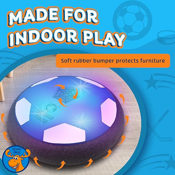 Let Loose Moose Hockey & Hover Soccer Ball Indoor 3-in-1 Set for Kids Aged 4-6, 6-8, 8-12 - Indoor Hockey and Soccer Toys Game Set for Boys and Girls