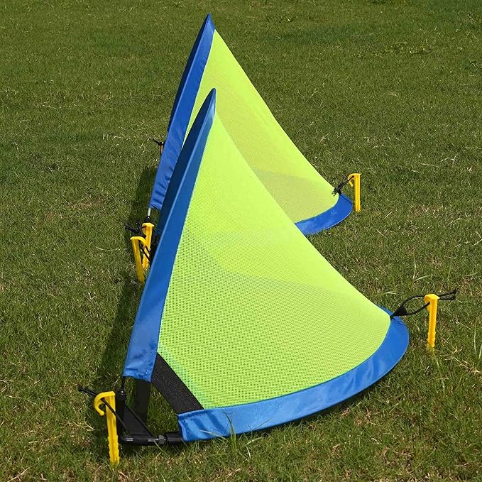 Poray Soccer Goal for Kid Easy-up Set of Two Portable Soccer Net 210D Oxford with 8 Field Marker Cones Extra Stakes Fun for Backyard and Soccer Training
