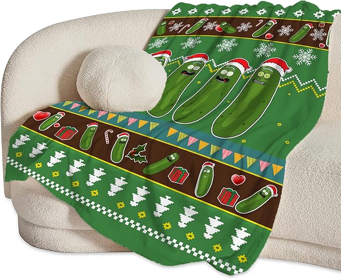 Pickle Blanket Funny Pickles Lovers Gift for Girls Boys Men Women Flannel Fleece Christmas Throw Blanket Cozy Plush Ultra Soft Fuzzy Party Blankets for Bed Couch Sofa 50"X40"