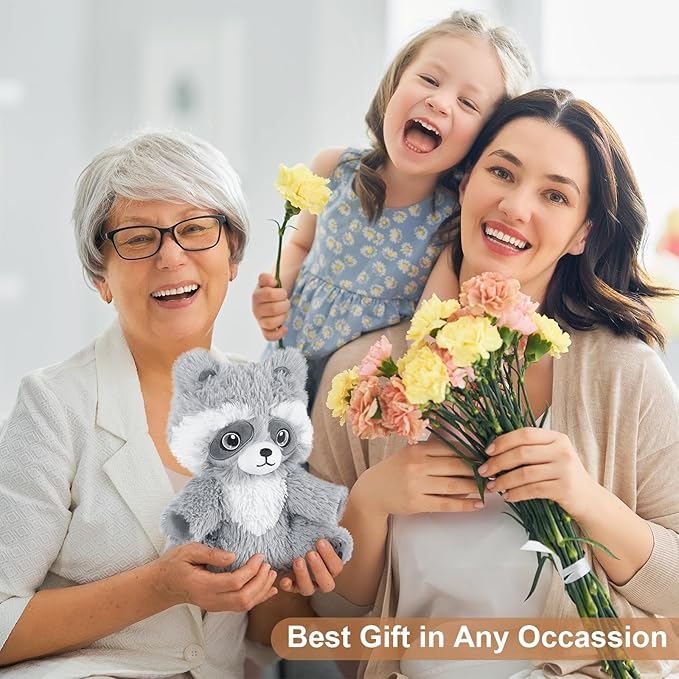 Heatable & Coolable Raccoon Stuffed Animal, Microwavable Heating Pad Plushies for Soothing & Relaxation, Heated Stuffed Animals with Lavender Scented, Stuffed Plush Raccoon Gifts