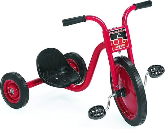 CLASSICRIDER Toddler Trike, Kids Tricycle for Riders Ages 3 and up, Preschool, Daycare, Playground Kids Tricycles, Rubber Tires, Red/Black, 10" Pedal Pusher LT
