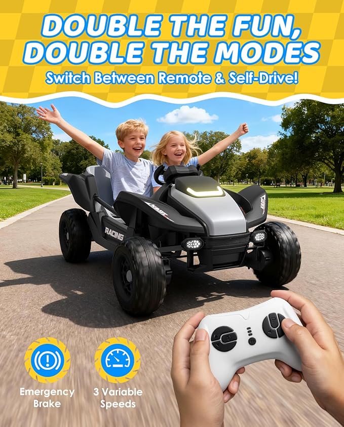 24V Ride On Toys for Big Kids, 24V 2 Seats, 4WD Ride on Car w/Remote Control, OP70 Electric Car with Multimedia Including Music, Story, Wireless Connection, Ideal Gift for Xmas & Birthday