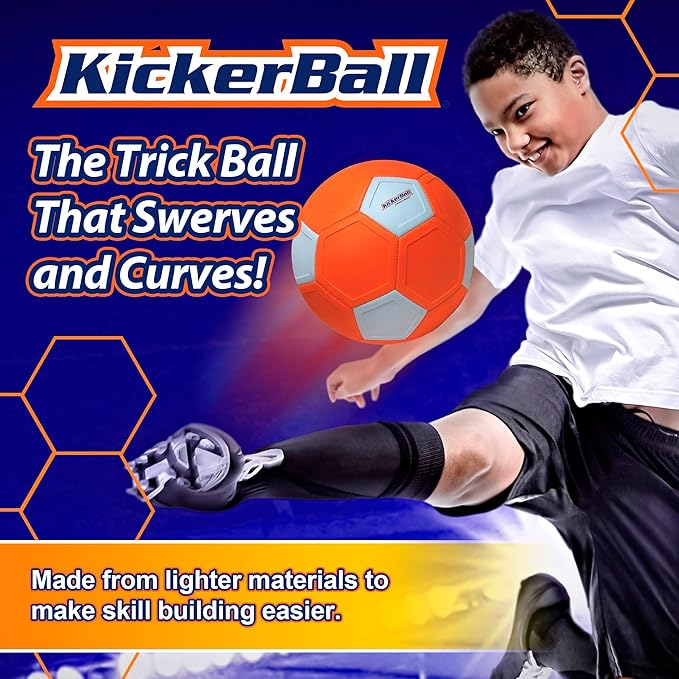 Kickerball - Curve and Swerve Soccer Ball/Football Toy - Kick Like The Pros, Great Gift for Boys and Girls - Perfect for Outdoor & Indoor Match or Game
