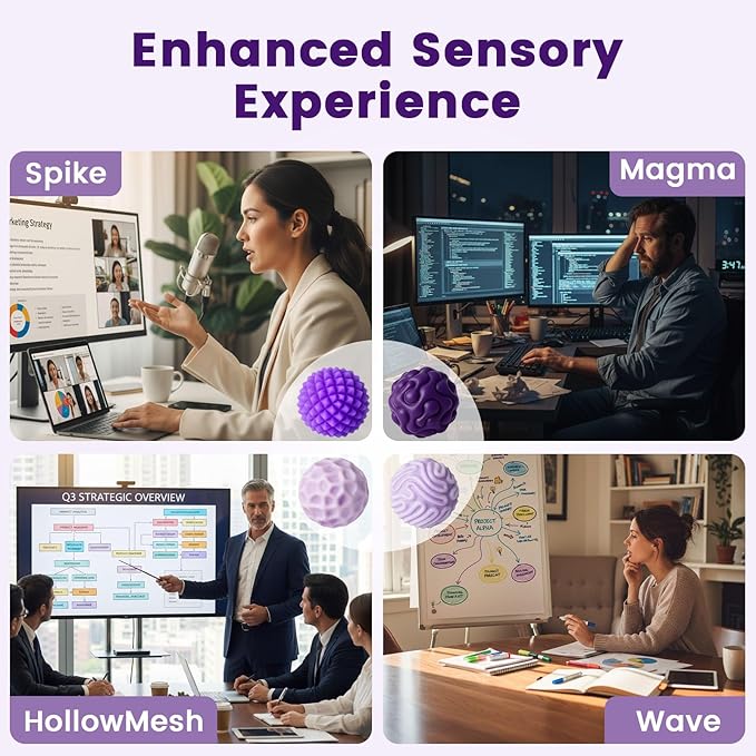 LovesTown 6PCS Silicone Magnetic Fidget Balls, Sensory Toys Stress Balls for Adults Teens Quiet Desk Toys with Texture for Office School Birthday Fun Gift (Purple)