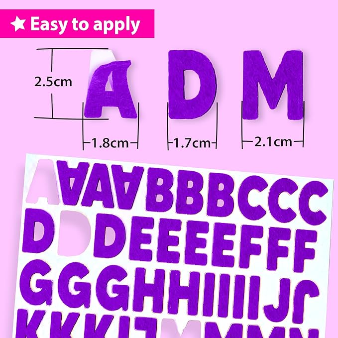 KRAFUN Black and Pink Felt Sticker Kit for Beginner Young Girls and Kids Arts & Crafts, Pack of 500+ Assorted Scrapbook Stickers Alphabets, Numbers, Fun Shapes, Preschool, Children Early Learning