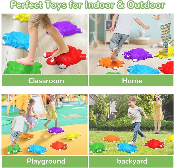 ABERLLS Stepping Stones for Kids 3 4 5 6 7 Year Old, Toddlers Turtle Balance Climbing Toys, Outdoor Indoor Sensory Play, Obstacle Course Coordination Game