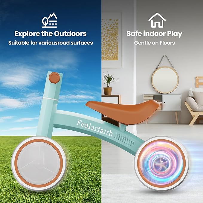 Baby Balance Bike for 1 Year Old Boys Girls, Toddler First Bike with 4 Colorful Lighting Wheels | 10-36 Month Toddler Balance Bike | First Birthday Gifts (Robbin's Egg Blue)