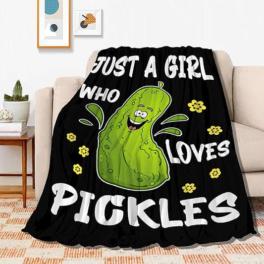 Pickle Blanket Just Girl Loves Pickles Soft Blankets and Throws Flannel Cozy Lightweight Quilt Gift Perfect for Bed Sofa Couch-50 x40 Small for Kids